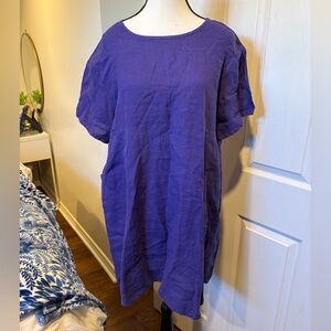 Bryn Walker Purple Linen Tunic Top Relaxed Fit Size S